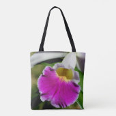 Paars Orchid Flower Center Tote Bag (Achterkant)