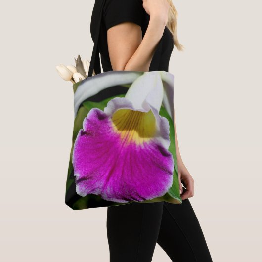 Paars Orchid Flower Center Tote Bag (Dichtbij)
