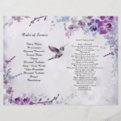 Paars Orchid Hummingbird Funeral Programme Flyer (Achterkant)