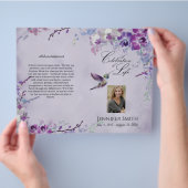 Paars Orchid Hummingbird Funeral Programme Flyer (Hand)