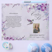 Paars Orchid Hummingbird Funeral Programme Flyer (Enkel)