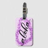 Paars Orchid Lei Heart Aloha Hawaii Bag Label Bagagelabel (Voorkant (verticaal))