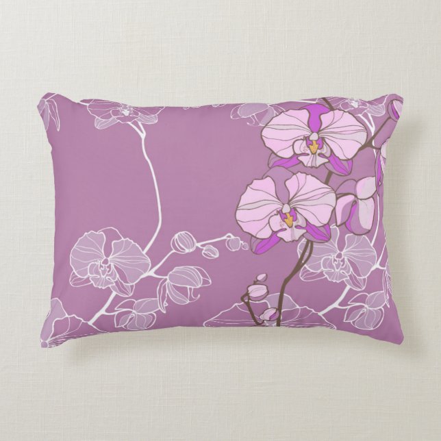 Paars Orchid Pattern Accent Kussen (Voorkant)