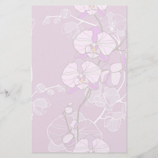 Paars Orchid Pattern Briefpapier (Voorkant)