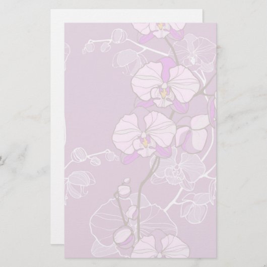 Paars Orchid Pattern Briefpapier (Voorkant / Achterkant)
