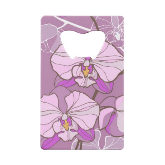 Paars Orchid Pattern Creditkaart Flessenopener (Voorkant)