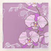 Paars Orchid Pattern Glazen Onderzetter (Voorkant)