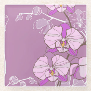 Paars Orchid Pattern Glazen Onderzetter