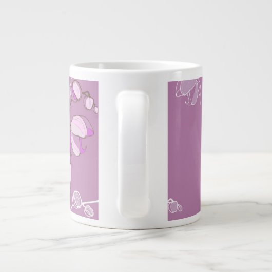 Paars Orchid Pattern Grote Koffiekop (Achterkant)