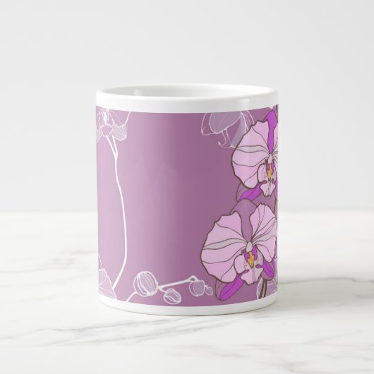 Paars Orchid Pattern Grote Koffiekop (Voorkant)