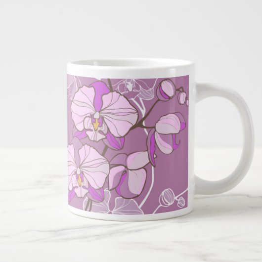Paars Orchid Pattern Grote Koffiekop (Rechts)