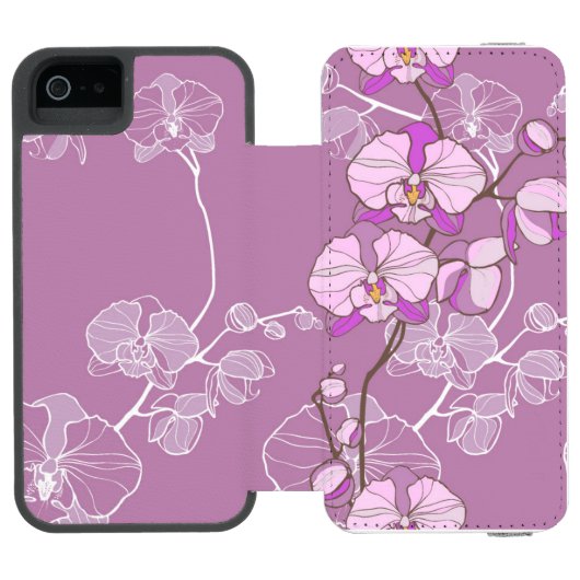 Paars Orchid Pattern Incipio iPhone Portemonnee Hoesje (Agenda Open)
