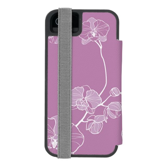 Paars Orchid Pattern Incipio iPhone Portemonnee Hoesje (Agenda Achterkant)
