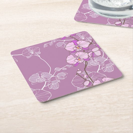 Paars Orchid Pattern Kartonnen Onderzetters (Schuin)