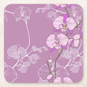 Paars Orchid Pattern Kartonnen Onderzetters (Voorkant)