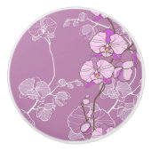 Paars Orchid Pattern Keramische Knop (Voorkant)