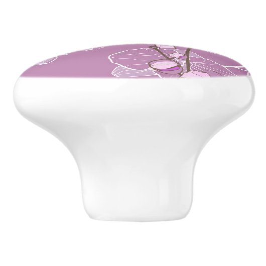 Paars Orchid Pattern Keramische Knop (Zijkant)