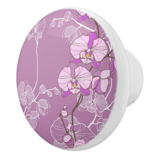 Paars Orchid Pattern Keramische Knop (Rechts)