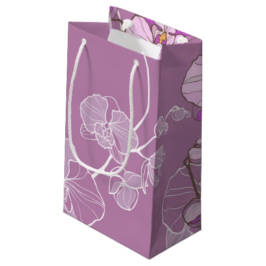 Paars Orchid Pattern Klein Cadeauzakje (Achterkant Gekanteld)
