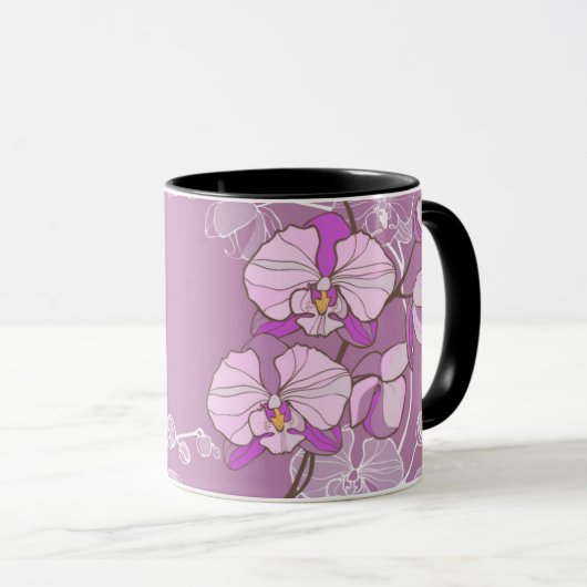 Paars Orchid Pattern Mok (Voorkant rechts)