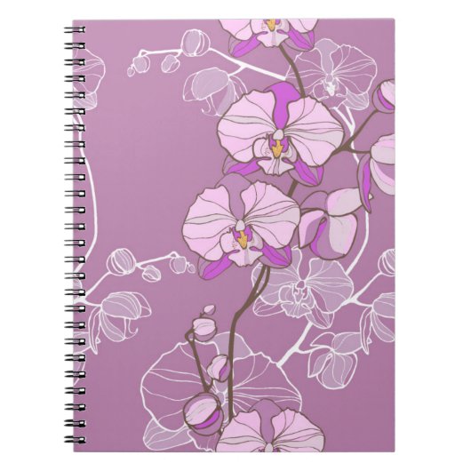 Paars Orchid Pattern Notitieboek (Voorkant)