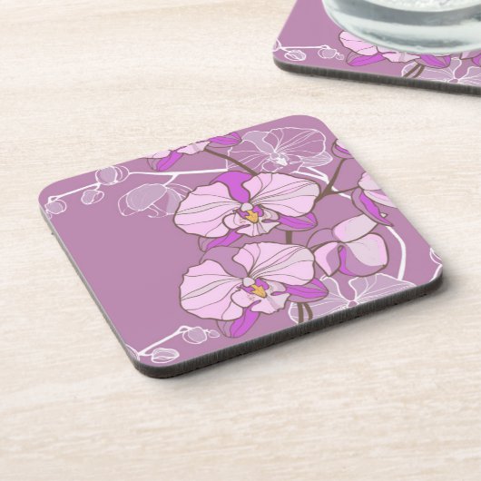 Paars Orchid Pattern Onderzetter (Linkerzijde)