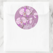 Paars Orchid Pattern Ronde Sticker (Tas)