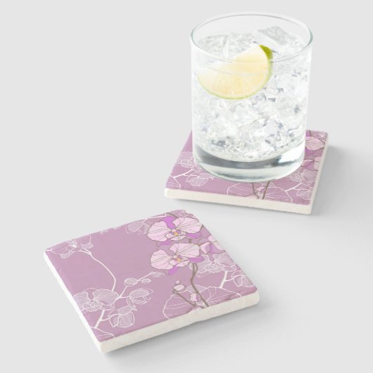 Paars Orchid Pattern Stenen Onderzetter (Zijkant)