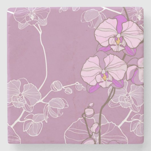 Paars Orchid Pattern Stenen Onderzetter (Voorkant)