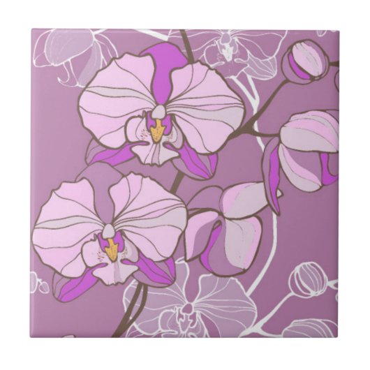 Paars Orchid Pattern Tegeltje (Voorkant)