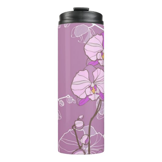 Paars Orchid Pattern Thermosbeker (Voorkant)