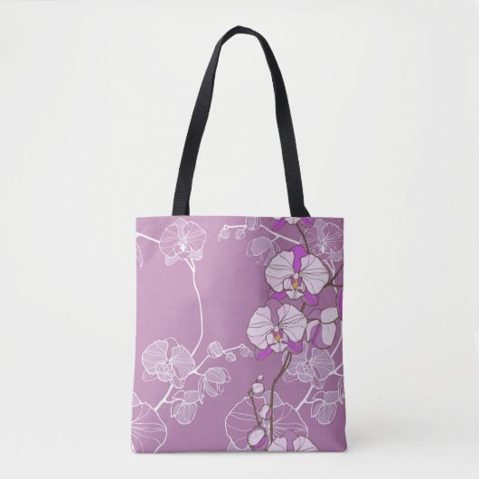 Paars Orchid Pattern Tote Bag (Voorkant)