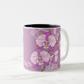 Paars Orchid Pattern Tweekleurige Koffiemok (Voorkant rechts)