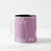 Paars Orchid Pattern Tweekleurige Koffiemok (Voorkant links)