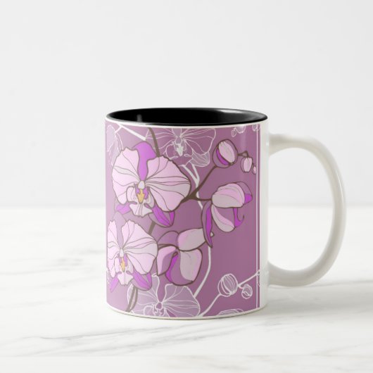 Paars Orchid Pattern Tweekleurige Koffiemok (Rechts)