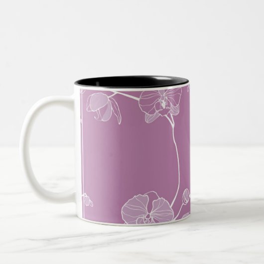 Paars Orchid Pattern Tweekleurige Koffiemok (Links)