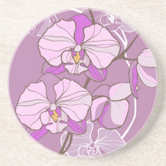 Paars Orchid Pattern Zandsteen Onderzetter (Voorkant)