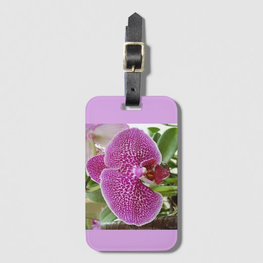Paars orchidee bagagelabel (Voorkant (verticaal))