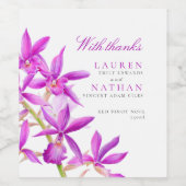 Paars orchidee waterverf botanische bruiloft bedan wijn etiket (Enkel label)
