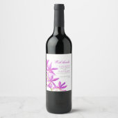 Paars orchidee waterverf botanische bruiloft bedan wijn etiket (Voorkant)