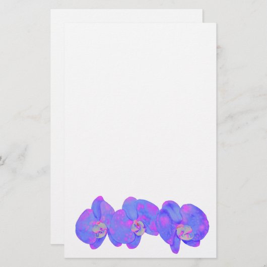 Paars orchideschilderij met violette waterverf briefpapier (Voorkant / Achterkant)