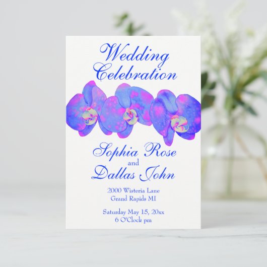 Paars orchideschilderij met violette waterverf kaart (Staand voorkant)