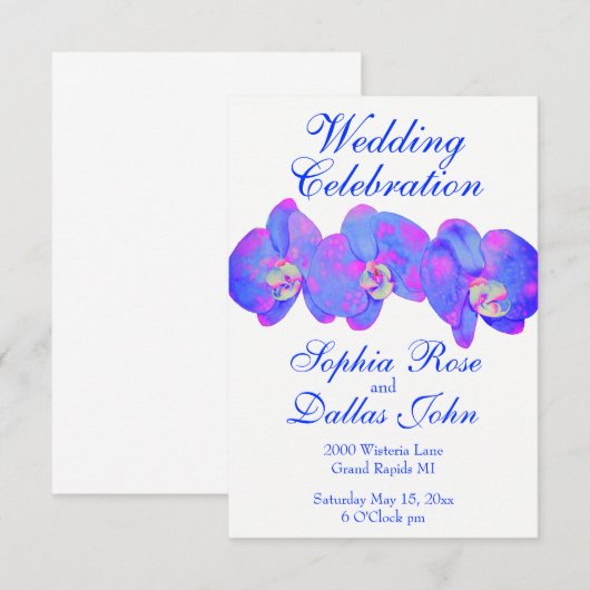 Paars orchideschilderij met violette waterverf kaart (Voorkant / Achterkant)