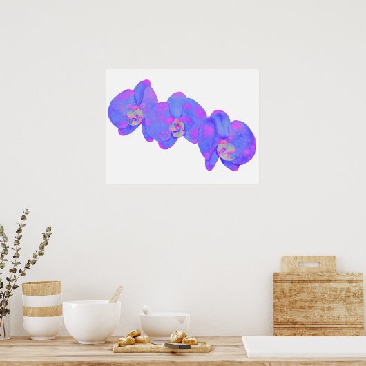 Paars orchideschilderij met violette waterverf poster (Keuken)