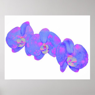 Paars orchideschilderij met violette waterverf poster