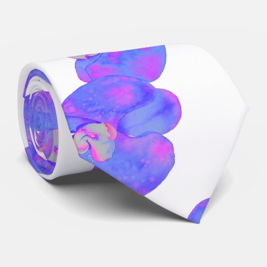 Paars orchideschilderij met violette waterverf stropdas (Opgerold)