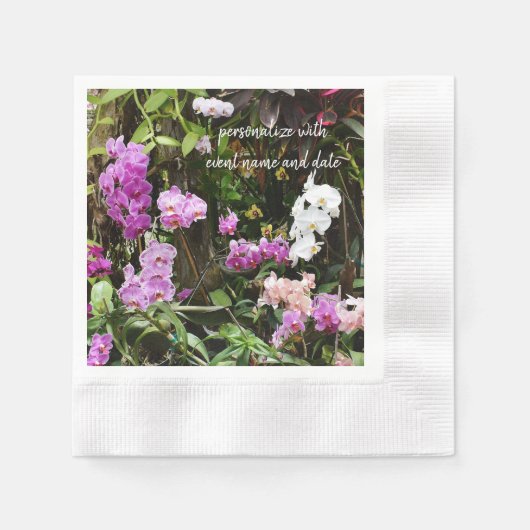 Paars Orchids Paper Napkins Servet (Voorkant)