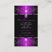 Paars Ornamenten Initialen van Majestic Black Visitekaartje (Achterkant)