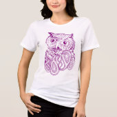  Paars Owl Birds T-shirt (Voorkant)