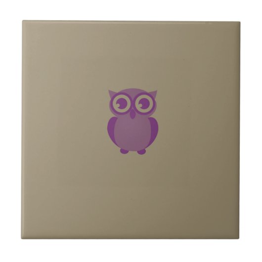 Paars Owl Ceramic Tile Tegeltje (Voorkant)